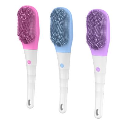 China 2020 Long Handle Bath Soft Long Body Scrubber Brush Silicone Electric Massage Bathing Supplies for sale