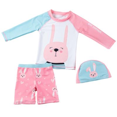 China Breathable children beach leisure sportswear, sun hat, girls and children, split swimsuit, swimming trunks, quick-drying, model: rabbit for sale