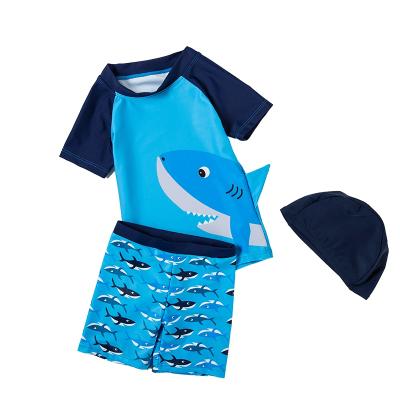 China Breathable Kids Beach Leisure Sportswear Sun Hat For Boys And Kids Split Swimsuit Swimming Trunks Quick-Drying, Style: Blue Shark for sale