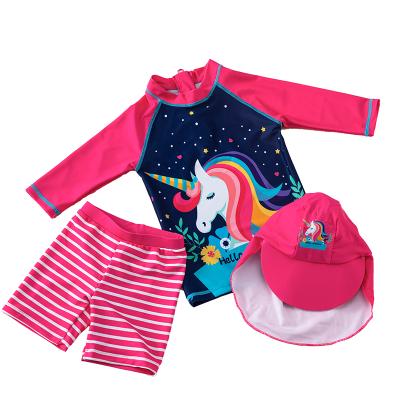 China Breathable children beach leisure sportswear, sun hat, girls and children, split swimsuit, swimming trunks, quick-drying, model: horned horse for sale