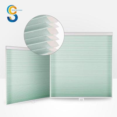 China Transparent Electric Automatic Remote Control Honeycomb Blinds for sale