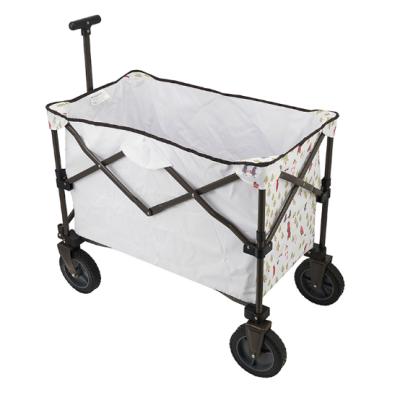 China Custom White Folding Trolley Square Fashion Industrial Sized Single Shopping Cart for sale