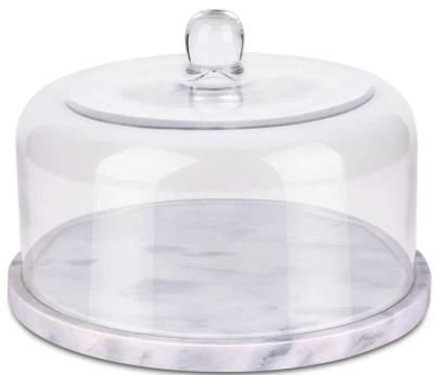 China Spacious Stainless Steel Marble Cake Stand Base Glass Cover Dome, Serving Tray, Cutting Board Slab for sale