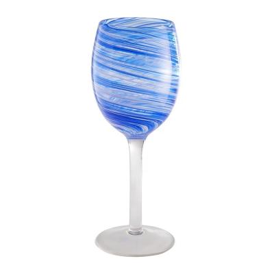 China MEXICAN Style Lead Free GLASSWARE Crystal Glass Swirl Tumbler Blue Wine Glass for sale