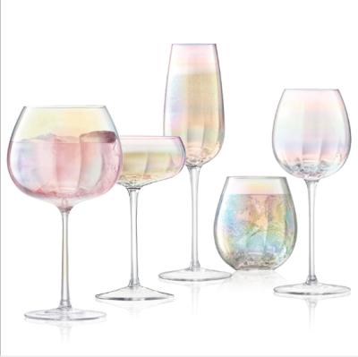 China Viable Colorful Lightweight Luxury Crystal Glass Wine Cup Electroplating Set for sale