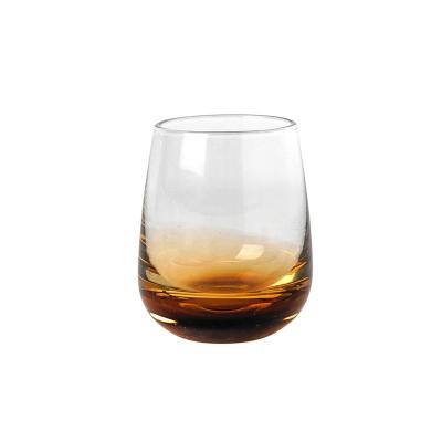 China Crystal Glass Mouth Blown Color Toffee AMBER Lead Free Glass Bottom Shot Glass for sale