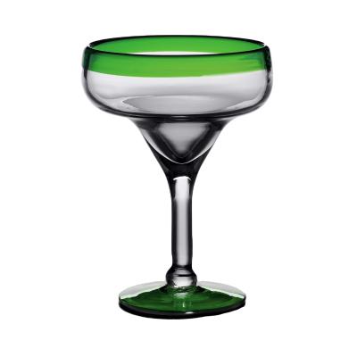 China CHINA MEXICAN GLASSWARE hand blown 12 oz. Rim Margarita Glass green for sale