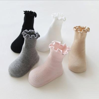 China Sustainable Korea Lace Ruffle Socks Single Ruffle Baby Girls Ruffled Baby Socks Non Slip Socks For Baby for sale