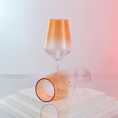 China Top Selling Plastic Wedding Heat Resistance And Drop Resistance Amazon Wine Glass Gradient Color Unbreakable Wine Glasses for sale