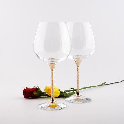 China Eco-friendly Colored Blown Wine Glass Gold Wine Glass Hand Universal Glass For Wedding Gift for sale