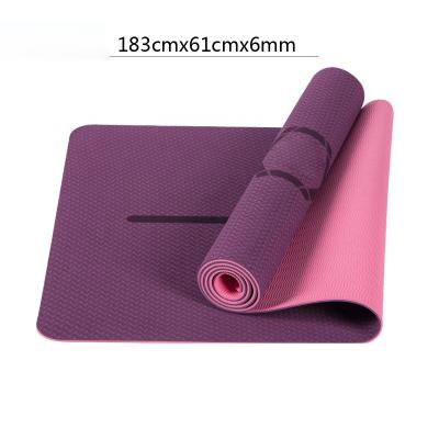 China Non-slip Yoga Mat Quality Exercise Sport Mat 183*61cm Waterproof 6mm Thick Double Color Tape For Home Fitness Gym Tasteless Protection for sale