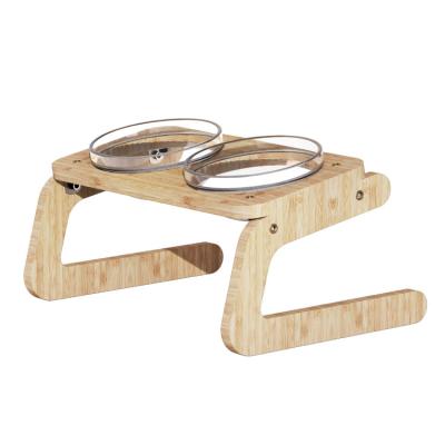 China Bowls Item Type Raised Pet Bowls for Cats and Dogs Waterproof Bamboo 2 Glass Bowls for sale