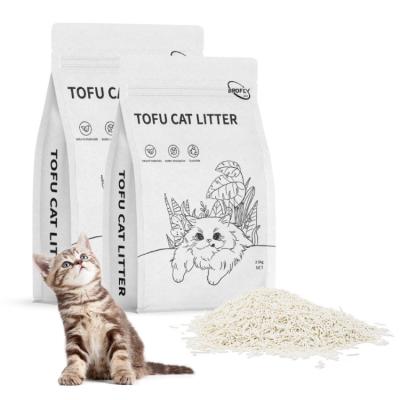 China OEM Plant Cat Sand Milk Scent 1.5-2mm Stripe Shape Dust Free Clumping Tofu Cat Litter for sale