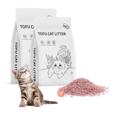 China OEM Tofu Cat Litter for Rabbits 1.5-2.5mm Stripe Shape Dust-Free and Peach Scented for sale