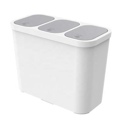 China Rectangular Plastic Trash Can With 3 Compartments BROFLY Sorting Garbage Bin for sale