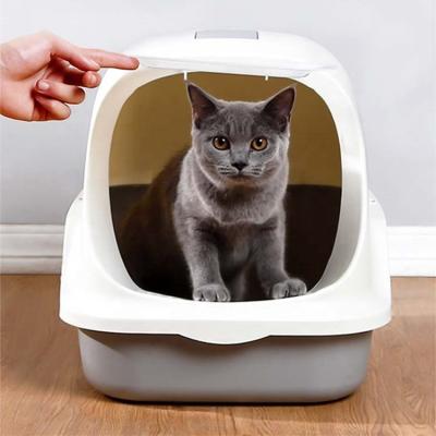 China Fully Enclosed Plastic Cat Litter Box Toilet Gray Charging Time Not Applicable for sale