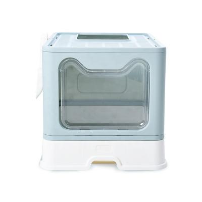 China Foldable Enclosed Cat Litter Box with Litter Shovel and Anti Splash Design N.W. 2850g for sale