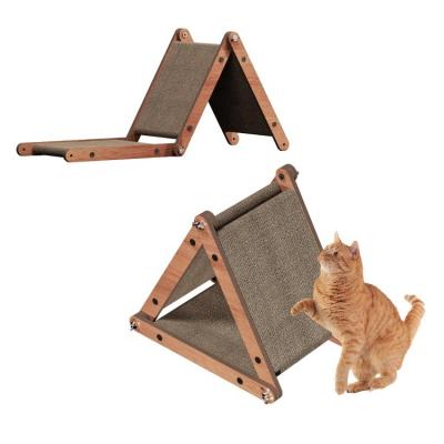 China 43*28*38cm Sustainable Multi Shape Cat Scratcher Cardboard Wooden Cat Scratching Board for sale