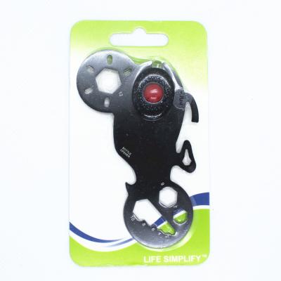 China Promotion Gift Multitool Card Motorcycle Bottle Opener Key Chain With LED Light Key Holder for sale