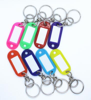 China Promotion Gift Plastic Key Tags With Label Window ID Luggage Tag With Split Ring Key Ring Keychain for sale