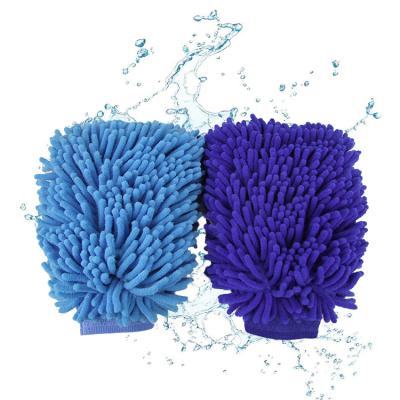 China Chenille Eco-Friendly Microfiber Glove Custom Logo Car Wash Mitt Auto Detailing Glove for sale