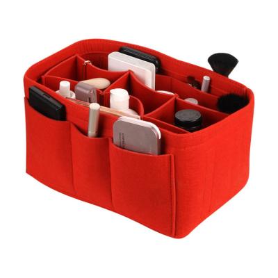 China Durable Hot Selling Divider Style Felt Cosmetic Organizer Purse Organizer Insert for sale