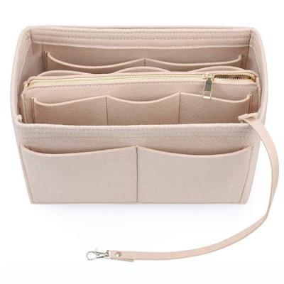 China Durable Medium Zipper Purse With Key Chain Design Felt Handbag Cosmetic Bag Felt Organizer for sale