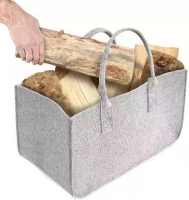 China Folding Heavy Duty Large Capacity Felt Firewood Storage Tote Basket for sale