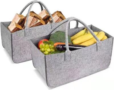 China Large Capacity Folding Durable Vegetable Fruits And Firewood Multi Purpose Felt Storage Tote Bag for sale