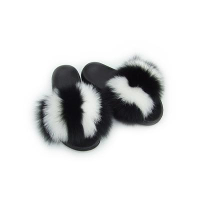 China Fashion Trend Manufacturer Hot Selling Wholesale Soft Fox Fur Slippers for sale