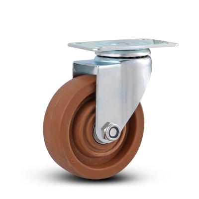 China Industrial Swivel Caster with Brake 3 Inch Orange Casters Wheels 92*64mm Top Plate for sale