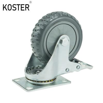 China 110kg Maximum Load 3-5 Inch Grey Free Wheel Rubber Plastic Trolley Dustbin Caster Wheels for sale