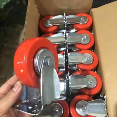 China 3 4 5inch Red PVC Castor Stem Swivel Trolley Wheel Casters Smooth and Flexible Swivel for sale