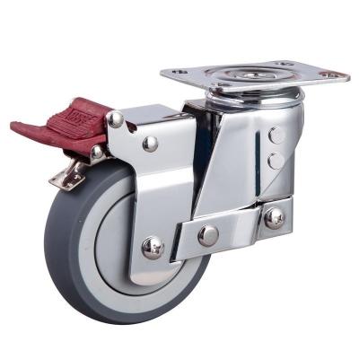 China Zinc Plated 5 Inch Fixed Shock Absorption Medium Duty Shock Absorber Caster and Wheel for sale