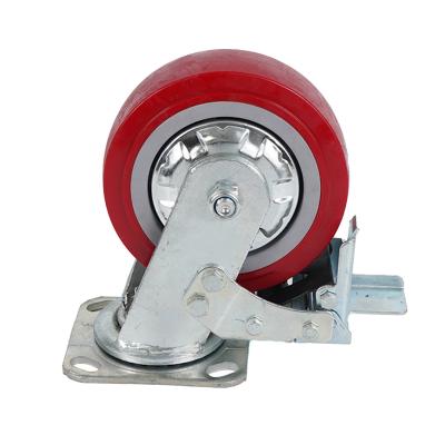 China Customization 4inch 5inch 6inch 8inch Heavy Duty Industry Red PU PVC Swivel Casters Wheels for sale