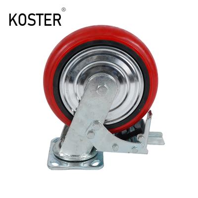 China 4 Inch/5 Inch/6 Inch/8 Inch Flat Plate Silk Pole Universal Industrial Caster With Brake for sale