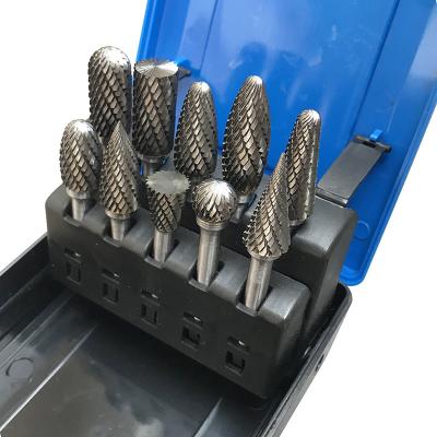 China 10PCS High Speed Grinder Flexible Rotating Double Cut Tungsten Carbide Rotary Burr Set for sale