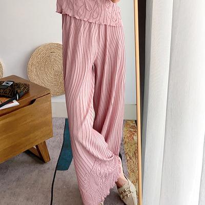 China Wholesale Anti-wrinkle New Fashion Multicolor Loose Pleated Women's Designer Straight Pants Trousers 2022 New for sale