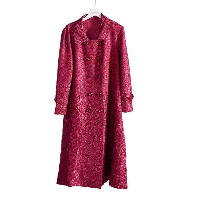 China Factory Direct Sale Ladies Anorak Solid Color Cross Sequins Light Baked Wind Anti-wrinkle Long Plus Size Coat Women for sale