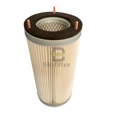 China Anti-Static Washable Industrial Powder Resistance Fire Reterdant Supplier Small Pleated 0.3 Micron Dust Air Filter Cartridge For Dust Collector for sale