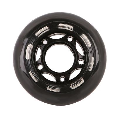 China 64mm Polyurethane Wear Resistant Inline Skate Wheels Black 64mm Skates Replacement Wheels With Bearings for sale