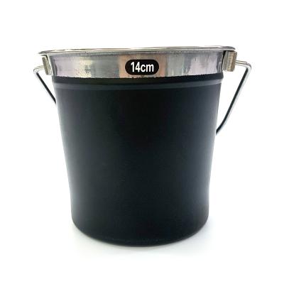 China Sustainable Black Ice Cooler Buckets Ice Pail With Handle Stainless Steel Ice Bucket For Bar Hotel for sale