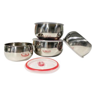 China Stainless Steel Sustainable Dinnerware High Grade Cool Washer Bowl With Lid Storage Bowl Set for sale