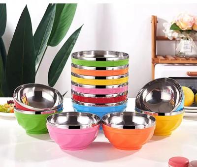 China Disposable Korean Style Stainless Steel Color Children Roll Insulation Bowl Soup Bowl for sale