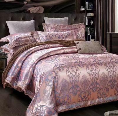 China Nondisposable 100% silk jacquard bedding set textile polyester flat sheet pillowcase and duvet cover home set for sale