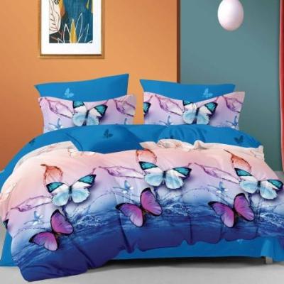 China Luxury Butterfly Printed Microfiber Queen Size Duvet Cover 4pcs Set Nondisposable 3d Bedding Set Bed Sheet for sale