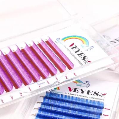 China Newcomer Long Natural Festival Colored Russian Lash Fans Neon Color Eyelash Extension Colored Individual Eyelash Volume Extension for sale