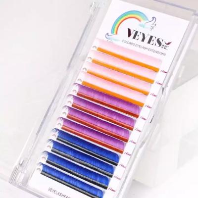 China Wholesale Multi Color Long Veyelash Rainbow Color Eyelash Extension Lashes Multi Lashes Natural Colored Individual Eyelash Extension for sale