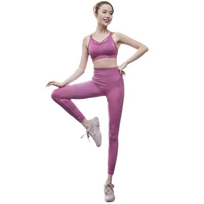 China Ins Lady Breathable European Sportswear Set Yoga To Wear 2 Piece Sports Wear Running Gear Fitness Bra And Pants Set Dry for sale