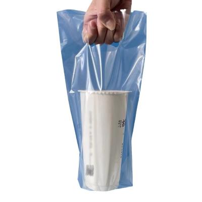 China Disposable Disposable Plastic Carrier Coffee Milk Tea Cup Holder Plastic Drinking Takeaway Bag Thickened Two-cup Tray Take Out Plastic Food for sale